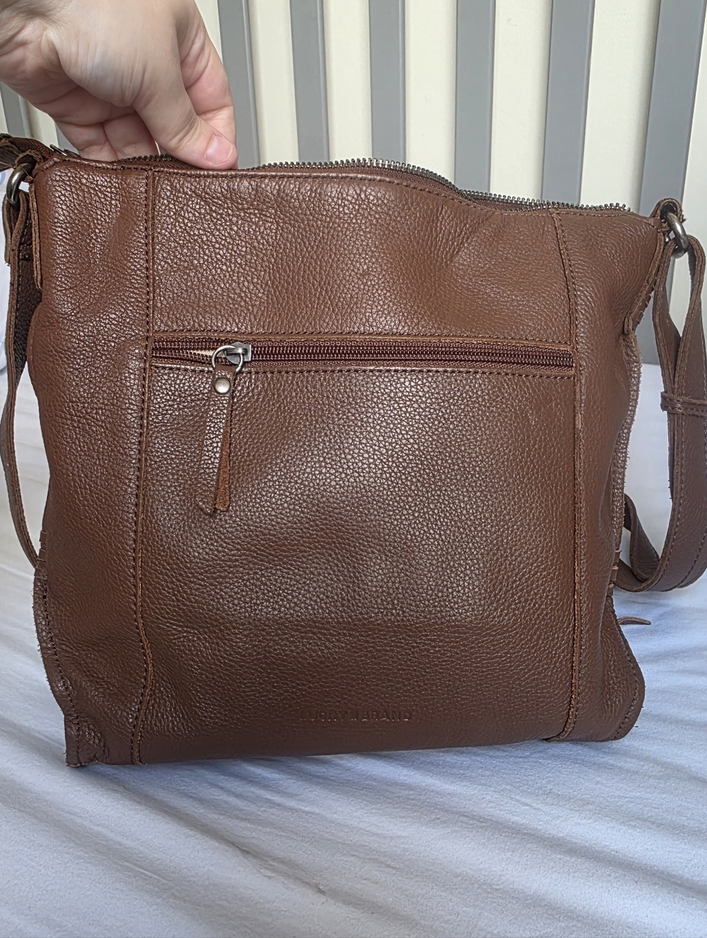 Lucky Brand Brown Leather Crossbody Bag with Signature Clover Charm - Picture 3 of 15